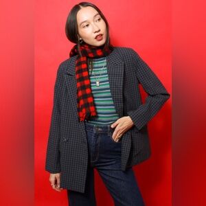 ROLLAS Slouch Blazer - Gingham Forest